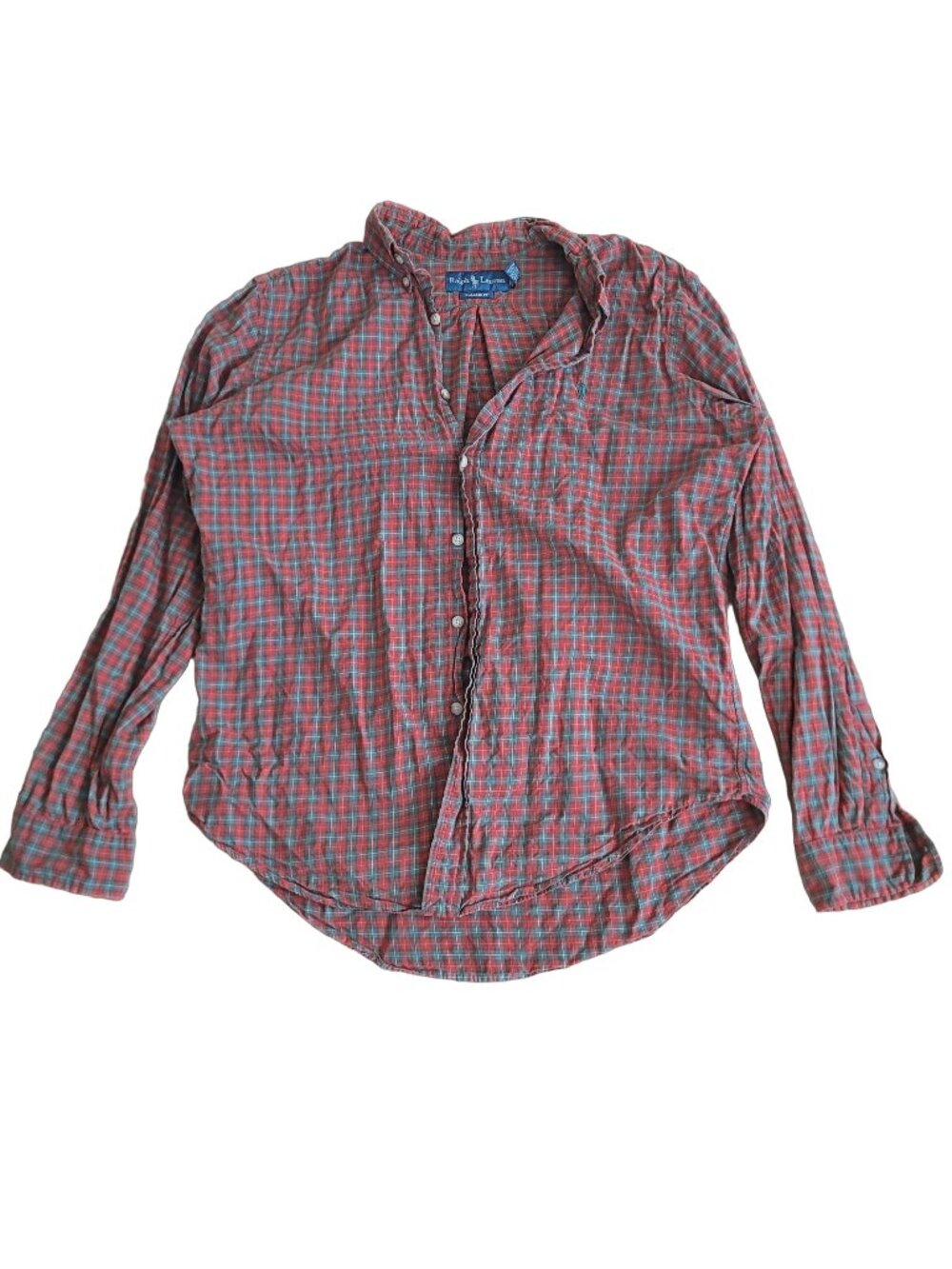 Polo Ralph Lauren Men's Red Green Flannel Logo Christmas Shirt (size M)